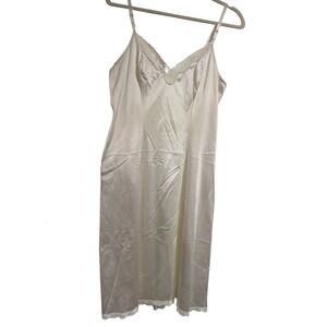 Vintage Sears Ivory Lace Trim Full Slip Dress Silky Nylon Style 82614 Size 36